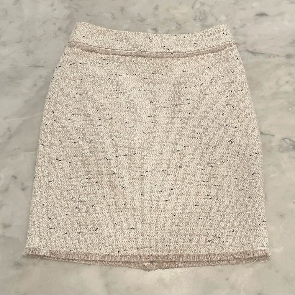 Ann Taylor Cream Tweed Pencil Skirt